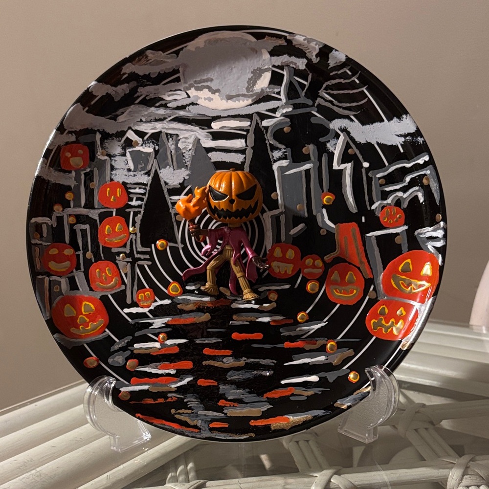 Hand Painted Jack Skellington Ceramic Art Plate - Picture 3 of 5